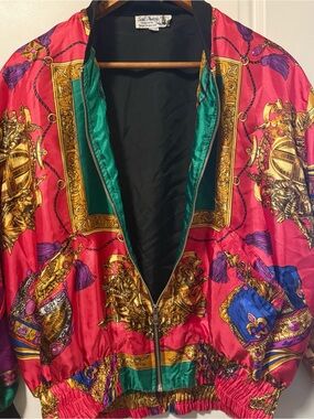 Vintage 80s Baroque Silk Bomber Jacket | Royal Cruise Line